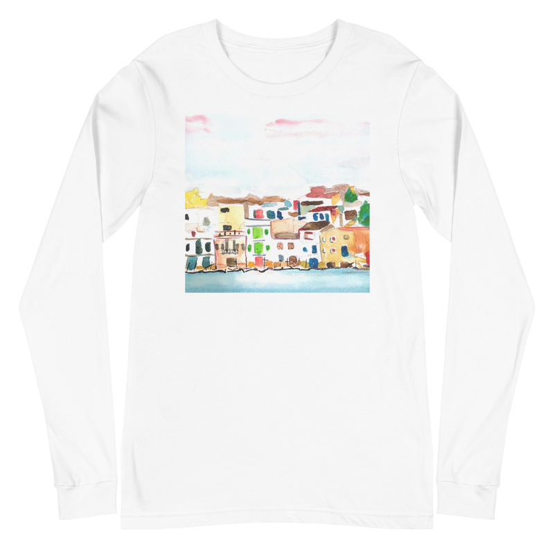Camiseta de manga larga con diseño de ciudad costera