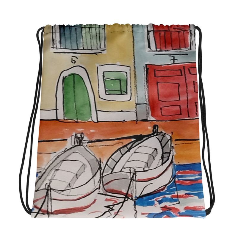 Bolsa tipo mochila con estampado de barcos