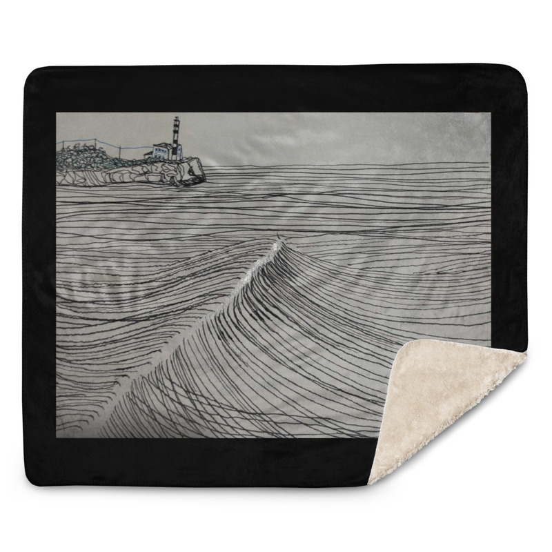 Manta de diseño de faro y olas