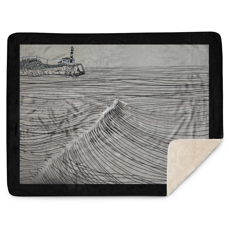 Manta de diseño de faro y olas