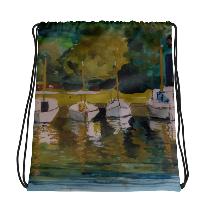 Bolsa de cuerda con diseño de botes