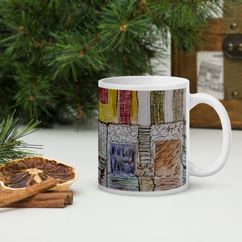 Taza con diseño artístico barracas riueto