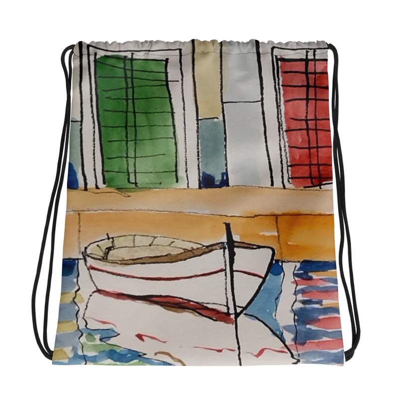 Bolsa de gimnasio con diseño de barco pintado a mano