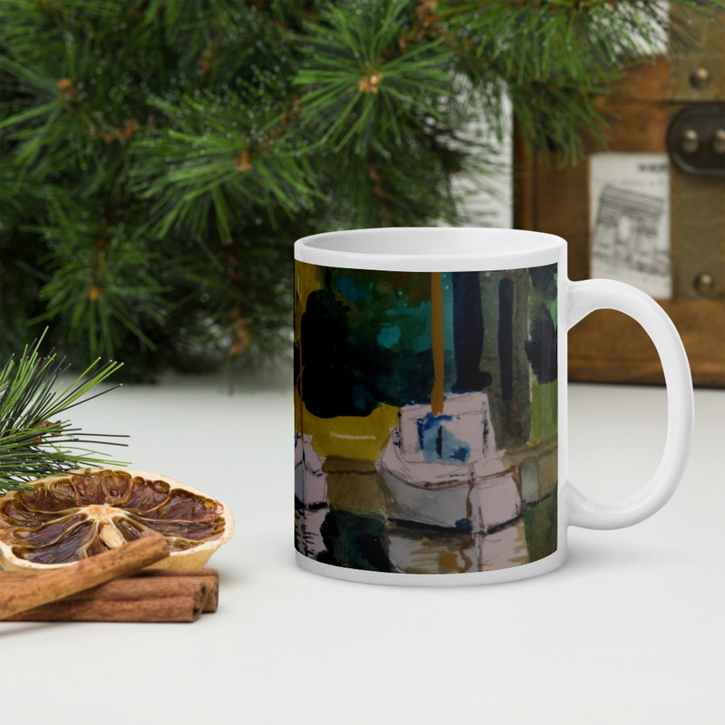 Taza con diseño artístico llauts