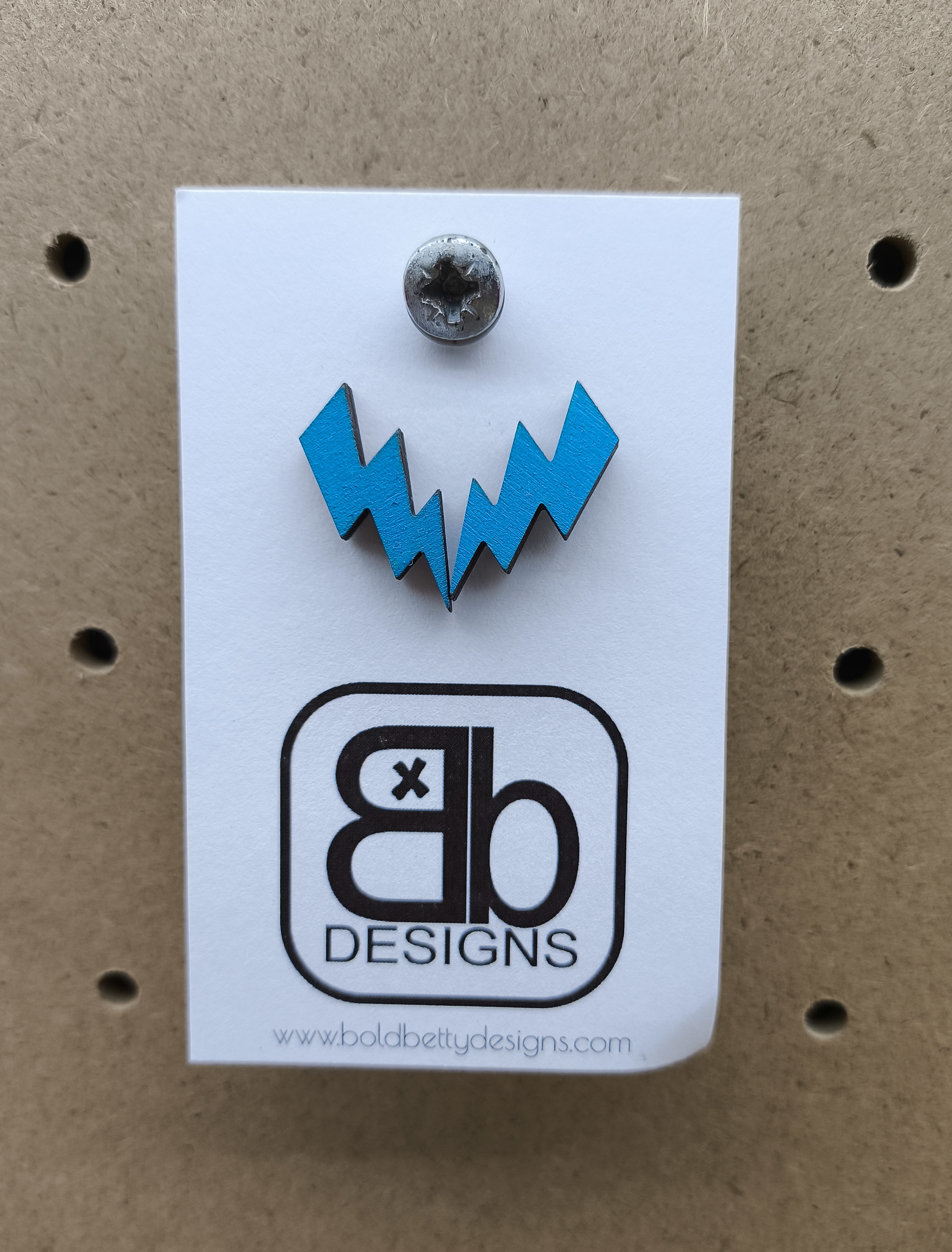 Lightning Bolt wooden stud earring - Style 2