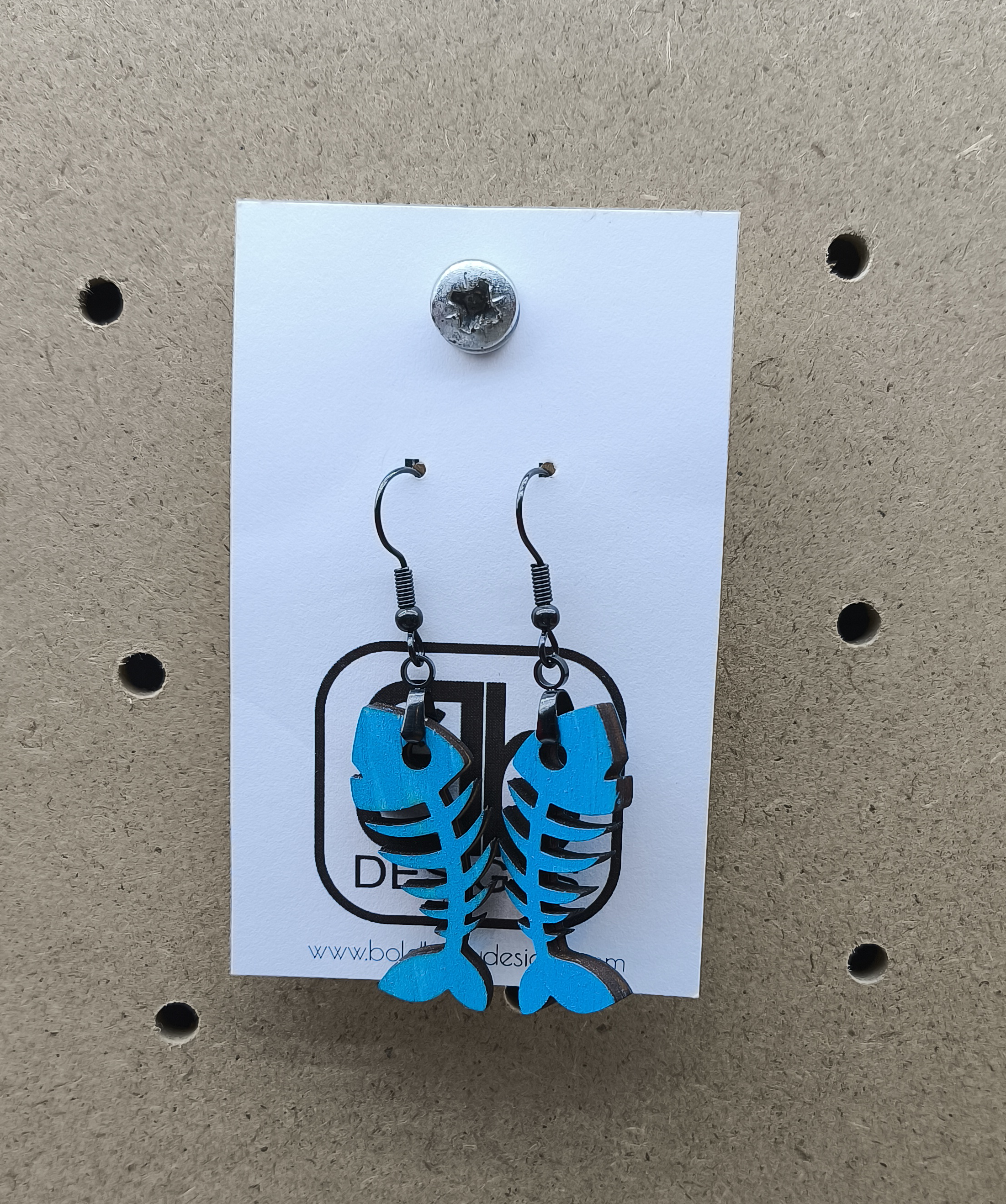 Purple Fish Skeleton Earrings Style 1