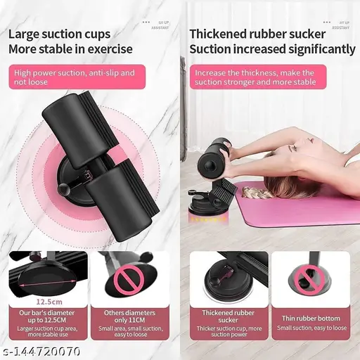 Sit-Up Bar with Foam Handle and Rubber Suction Seat Up Fitness Equipment Sit-ups and Push-ups Assistant Device for Weight Lose Gym Workout Abdominal Curl Exercise Work Out Trainer (Multi