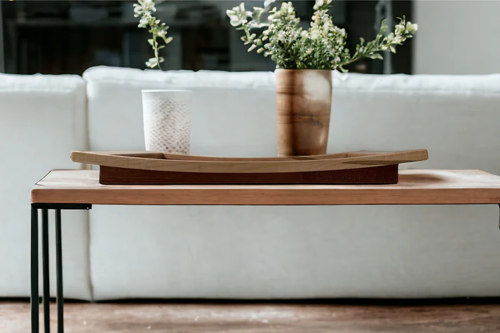 Wood Tray in African Sapele Mahogany & Ambrosia Maple - LaBella Tray