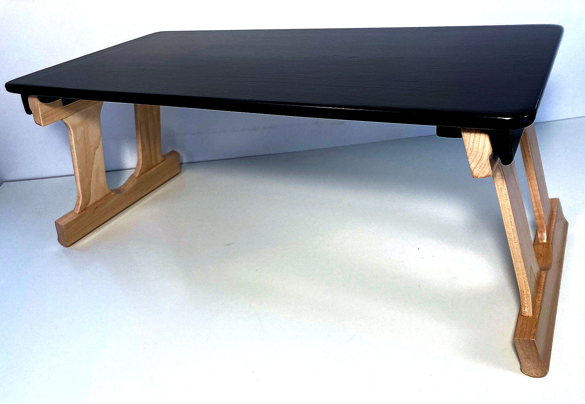 Folding Laptop Table in Walnut & Maple - Black & White