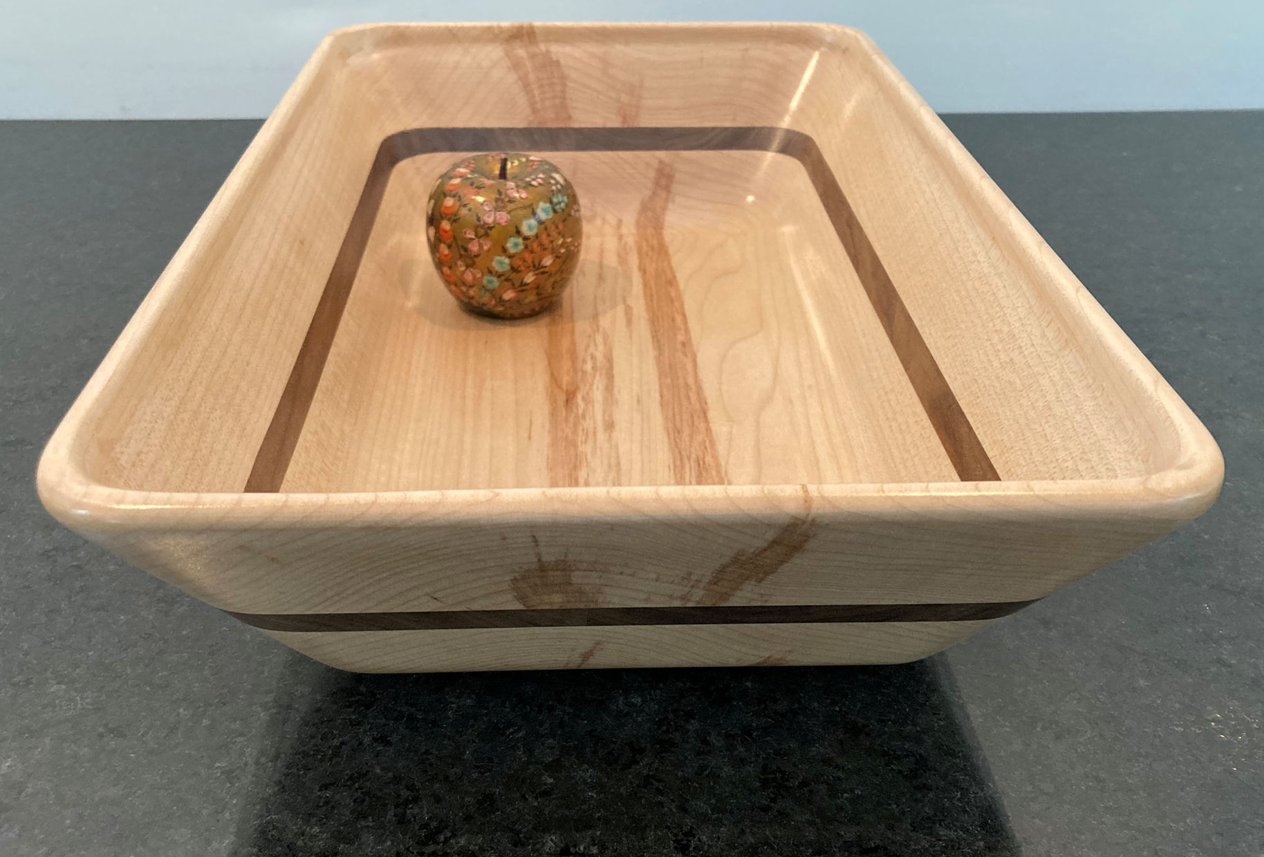 Wood Rectangle Bowl in Maple & Walnut Stripe