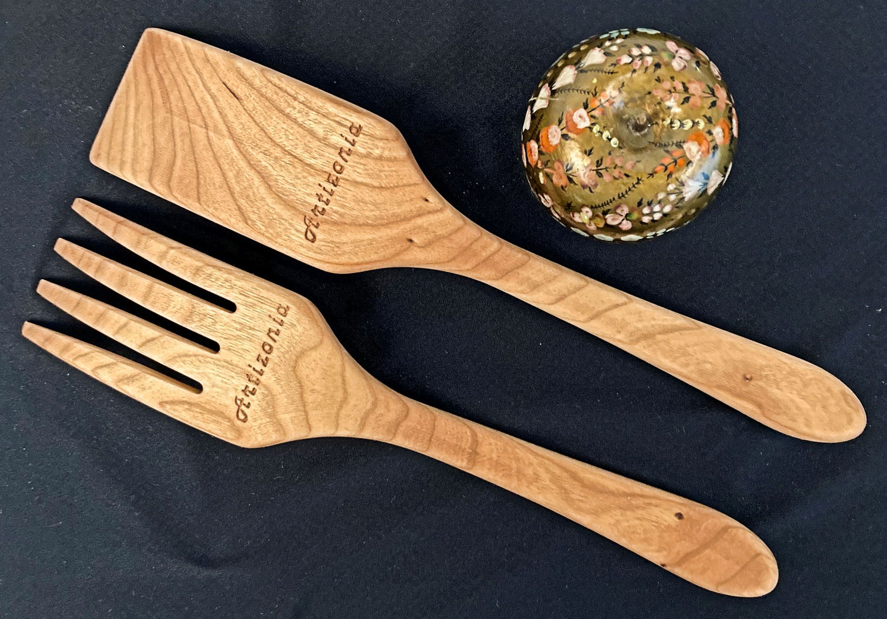 Salad Fork Set in Cherry Wood 