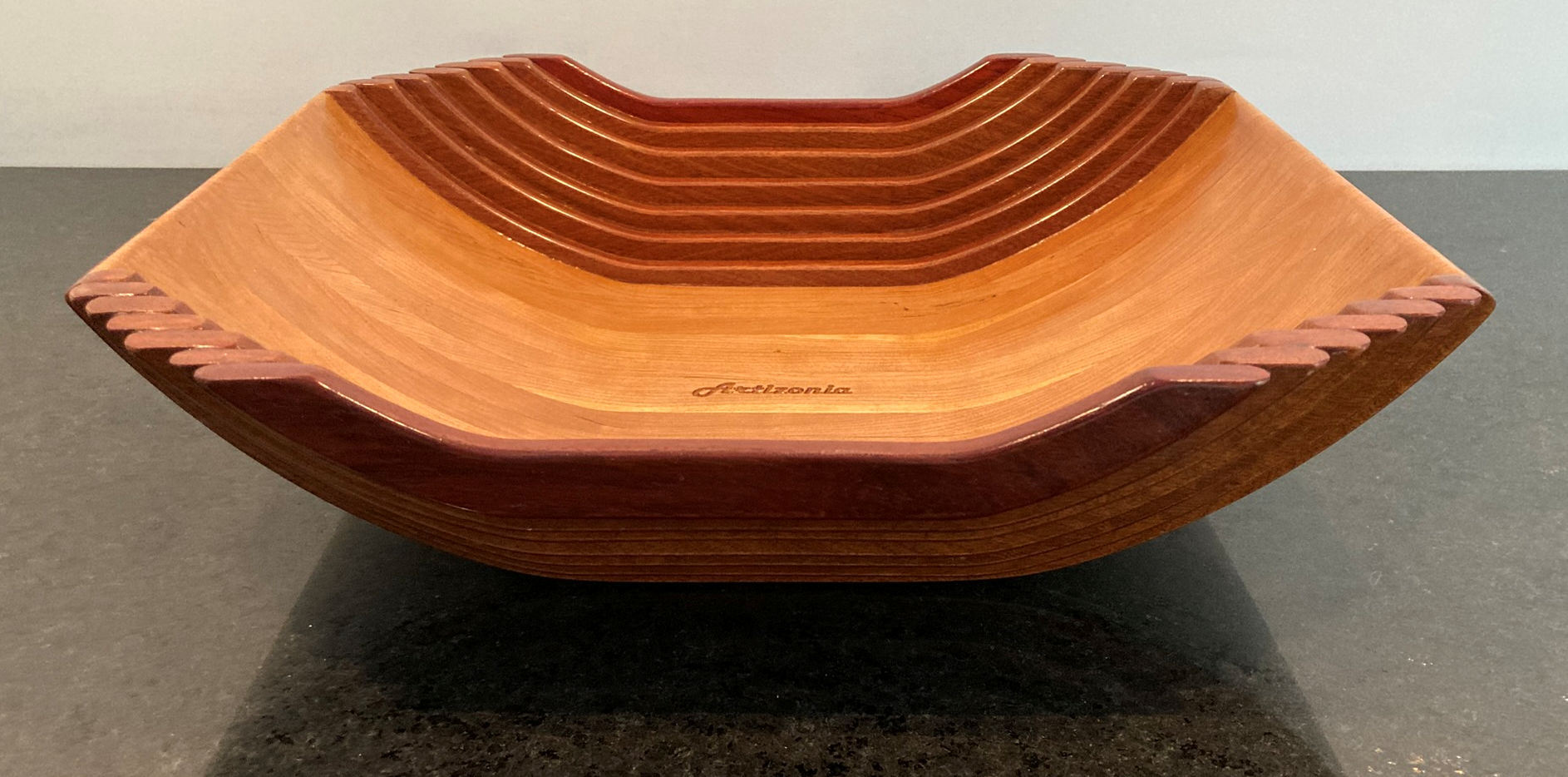 Wood Bowl Large and Square - in Cherry, African Sapele Mahogany & Red Padauk 