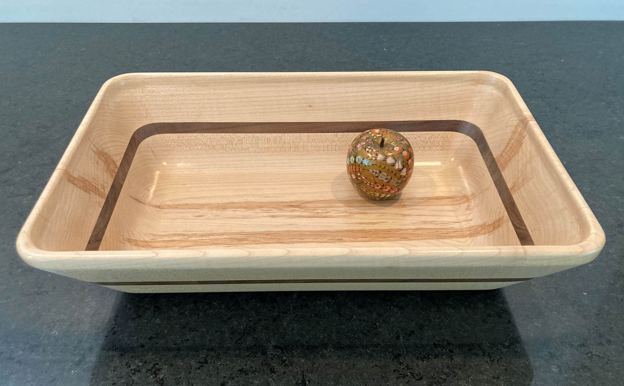 Wood Rectangle Bowl in Maple & Walnut Stripe