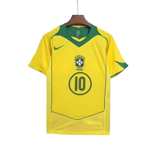 2004 Brésil Maillot Ronaldinho manches courtes