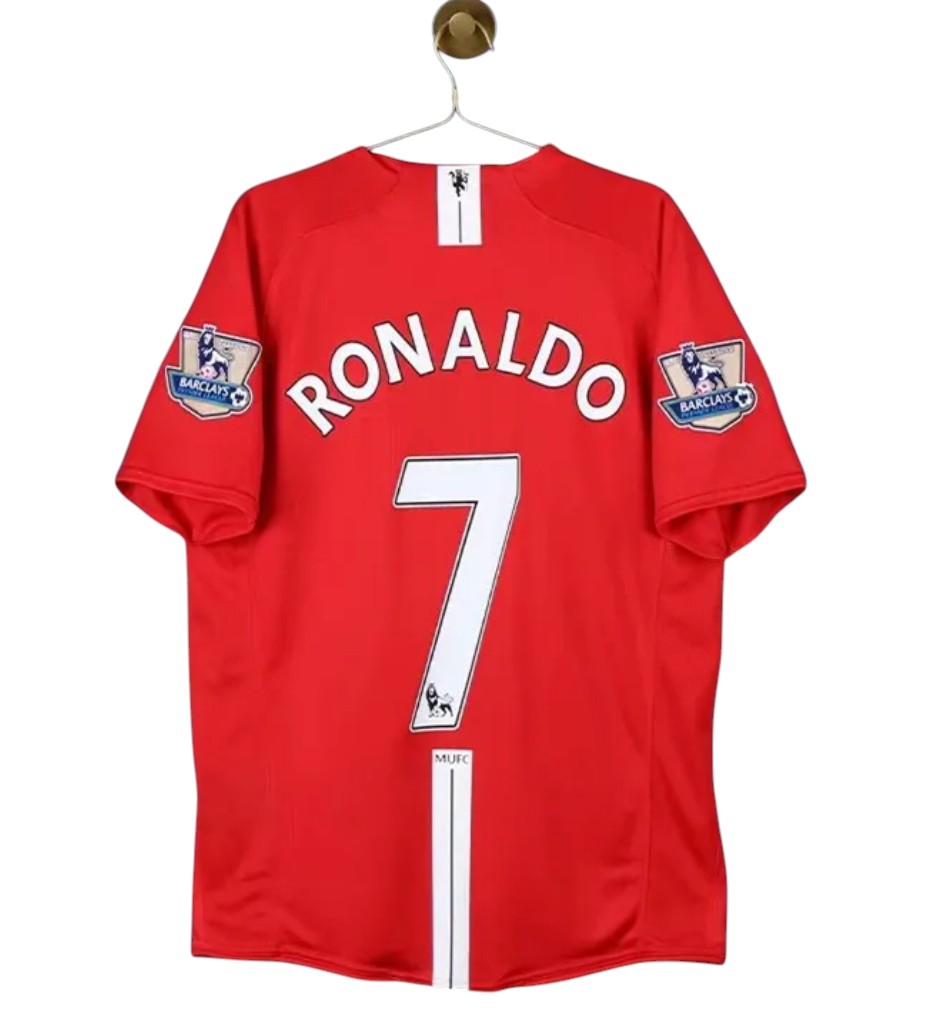 2007-2008 Manchester United Ronaldo Premier League maillot manches courtes / manches longues
