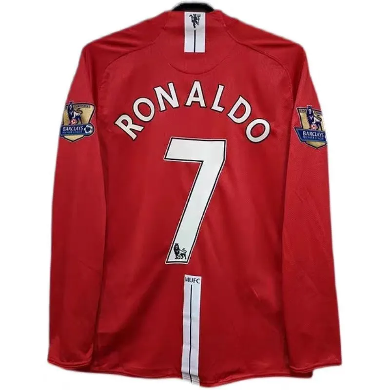 2007-2008 Manchester United Ronaldo Premier League maillot manches courtes / manches longues