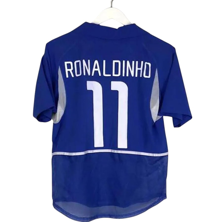 2002 Brésil Maillot Ronaldinho manches courtes