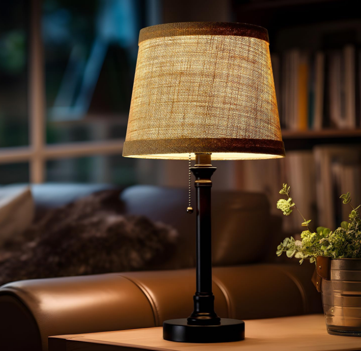 19.5" Small Table Lamp for Bedroom - Bedside Lamps for Nightstand, Black Table Lamp for Living Room with Fabric Shade, Desk Reading Lamp for Kids Room Living Room Office Dorm