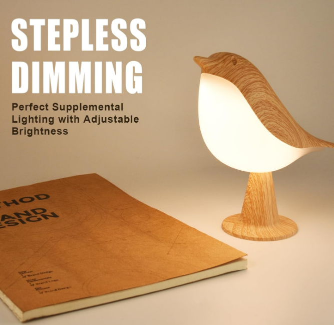 Small Desk Lamp, Bird Lamp Bedside Lamps with 3 Color Temperature and Touch Sensor,Cordless Lamp Kids Night Light with Rechargeable Battery for Bedroom Nightstand Bedside Table
