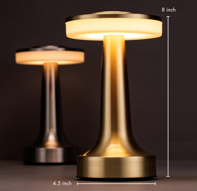 Portable LED Table Lamp with Touch Sensor, 3-Levels Brightness, Rechargeable Battery Up to 48 Hours Usage, Night Light for Kids Nursery, Nightstand Lamp, Bedside Lamp (Gold)