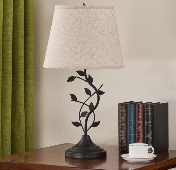 USB Charging Bedside Nightstand Lamp for Living Room and Bedroom - Traditional Tall Retro Desk Lamp with USB-A and USB-C Ports