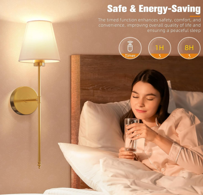 Battery Operated Wall Sconce Set of 2,Gold Rechargeable Wall Lights with 5200mAh Dimmable Detachable Bulbs and Remote,10 Colors Wireless Sconces for Bedroom Living Room Hallway