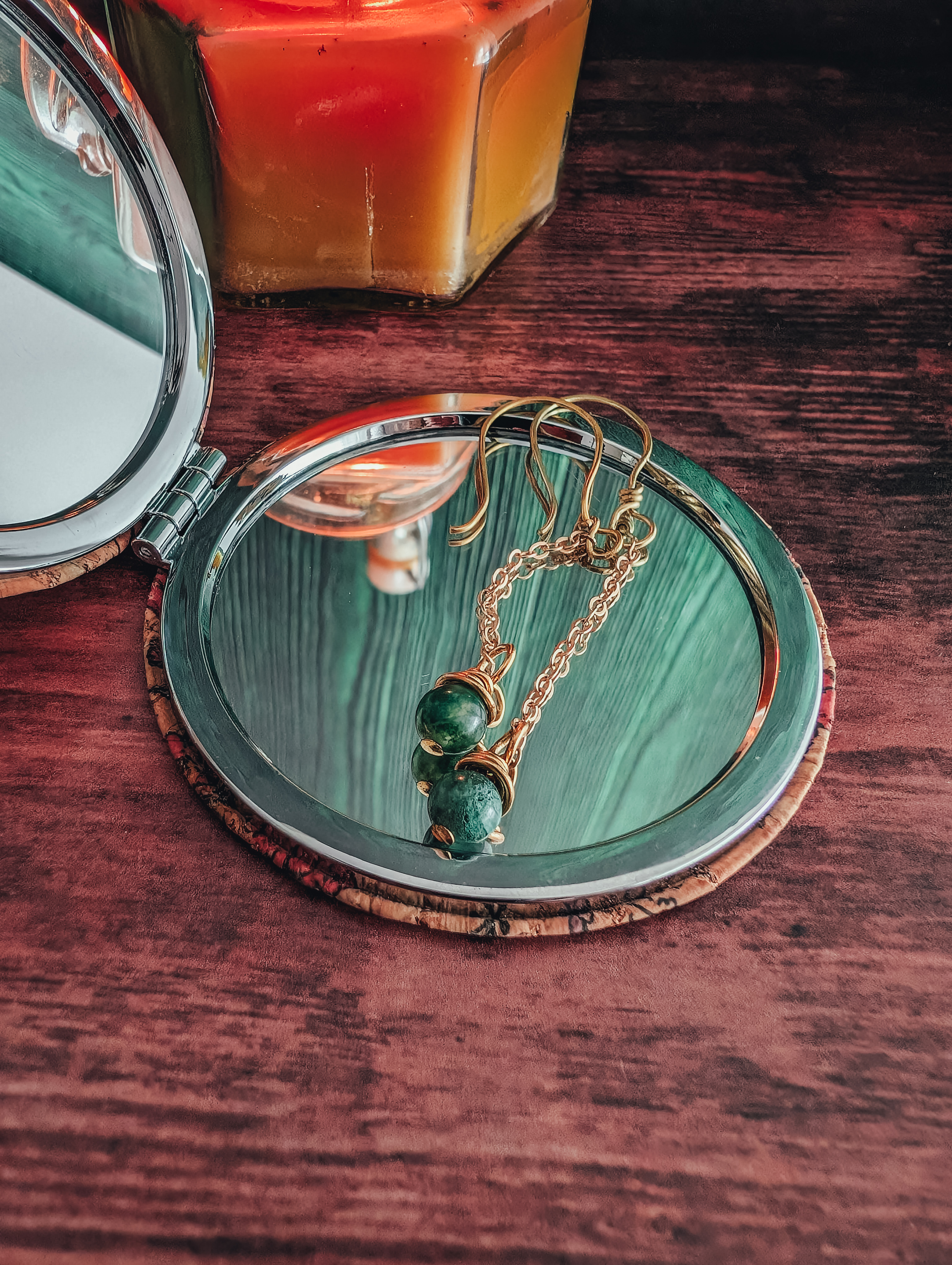 Boucles d'oreilles Petites Lanternes - Agate Mousse