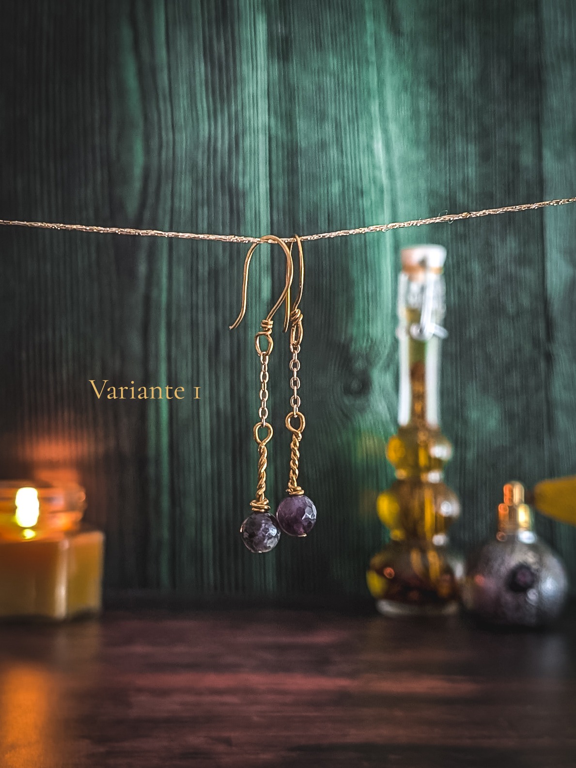 Boucles d'oreilles Petites Lanternes - Améthyste