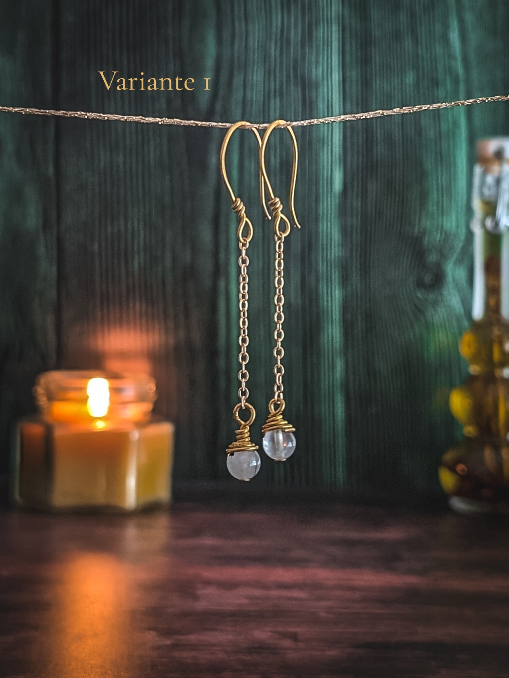 Boucles d'oreilles Petites Lanternes - Quartz Tourmaline