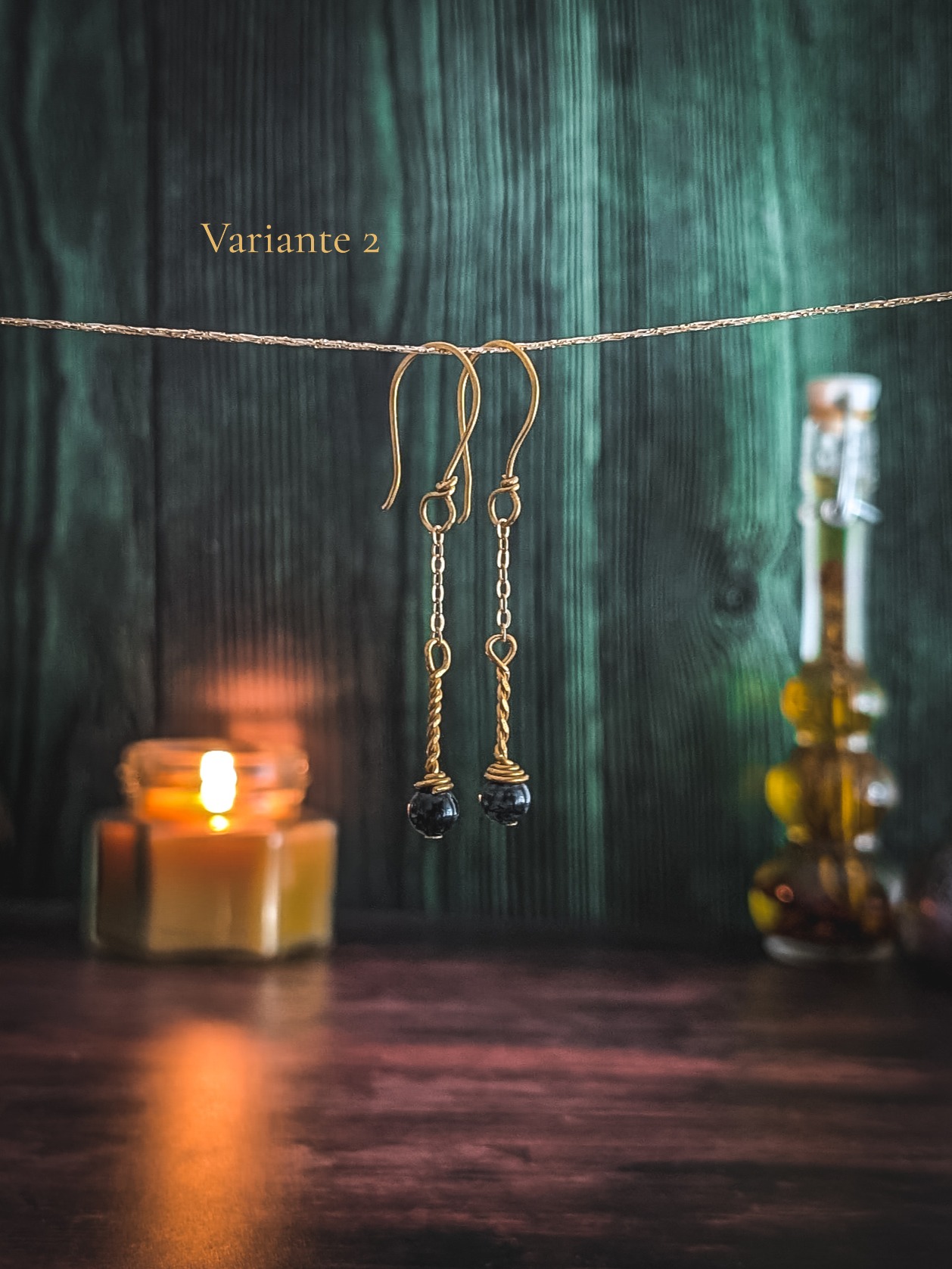 Boucles d'oreilles Petites Lanternes - Quartz Tourmaline