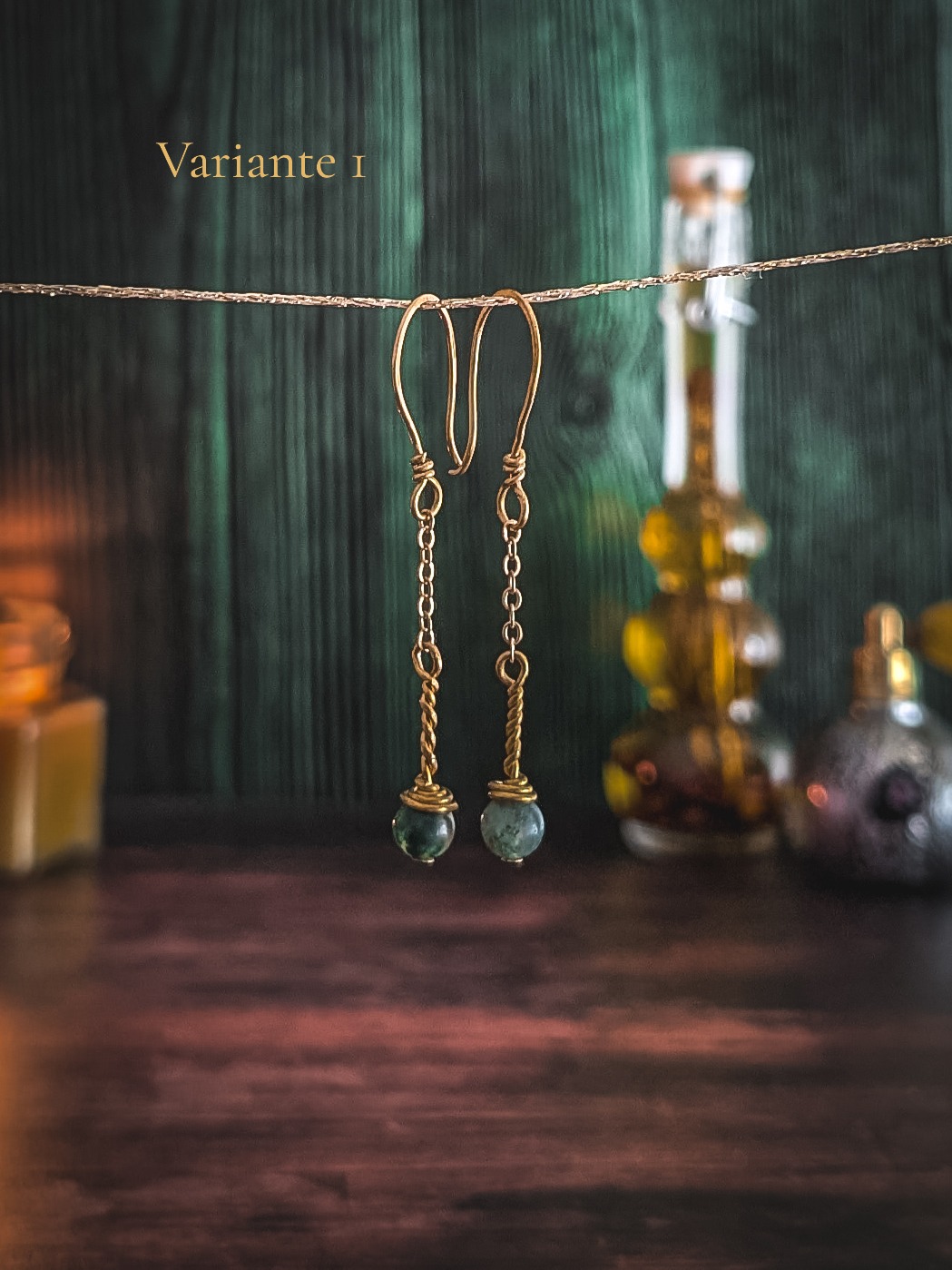 Boucles d'oreilles Petites Lanternes - Agate Mousse