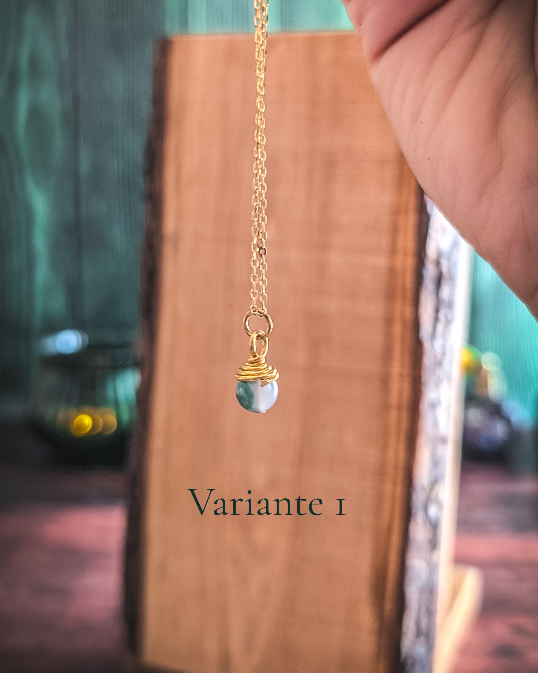 Collier Petites Lanternes - Agate Mousse