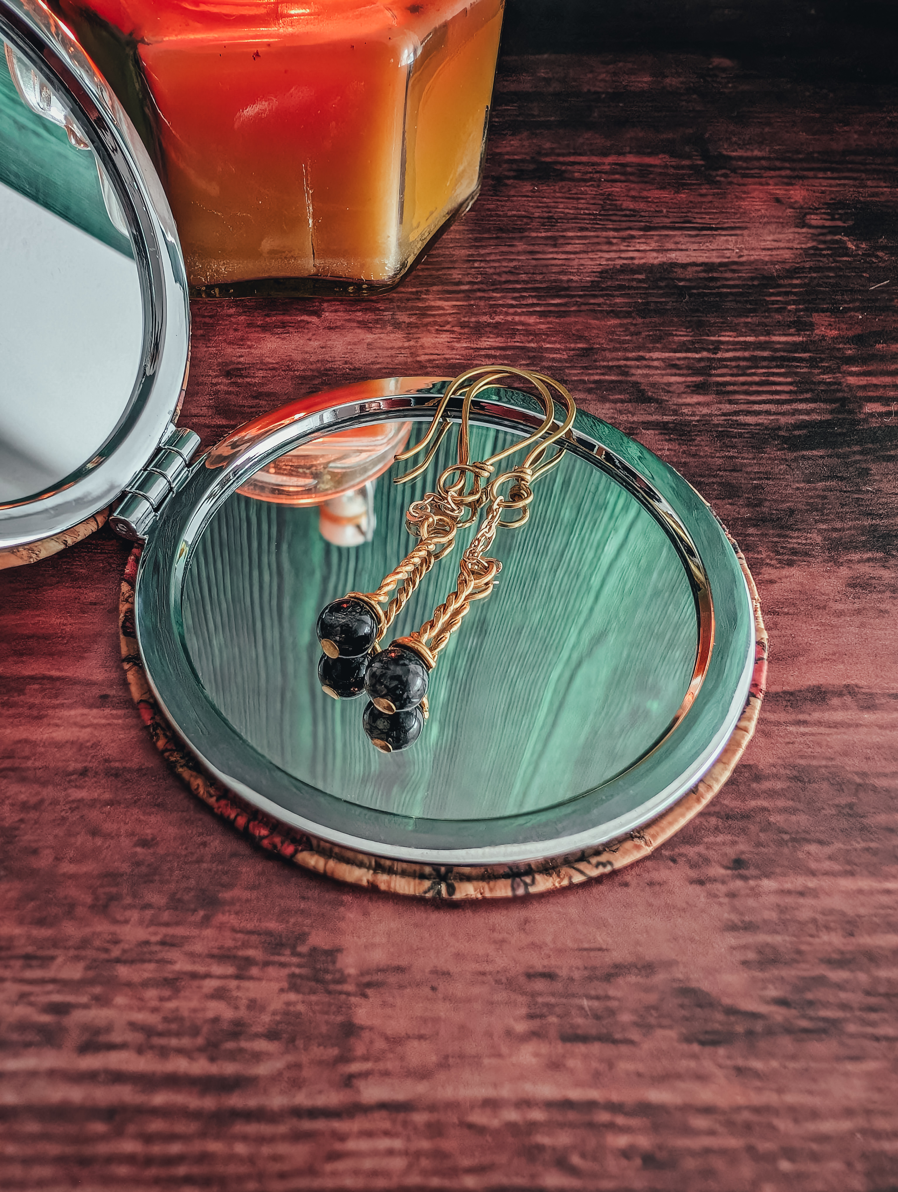 Boucles d'oreilles Petites Lanternes - Quartz Tourmaline