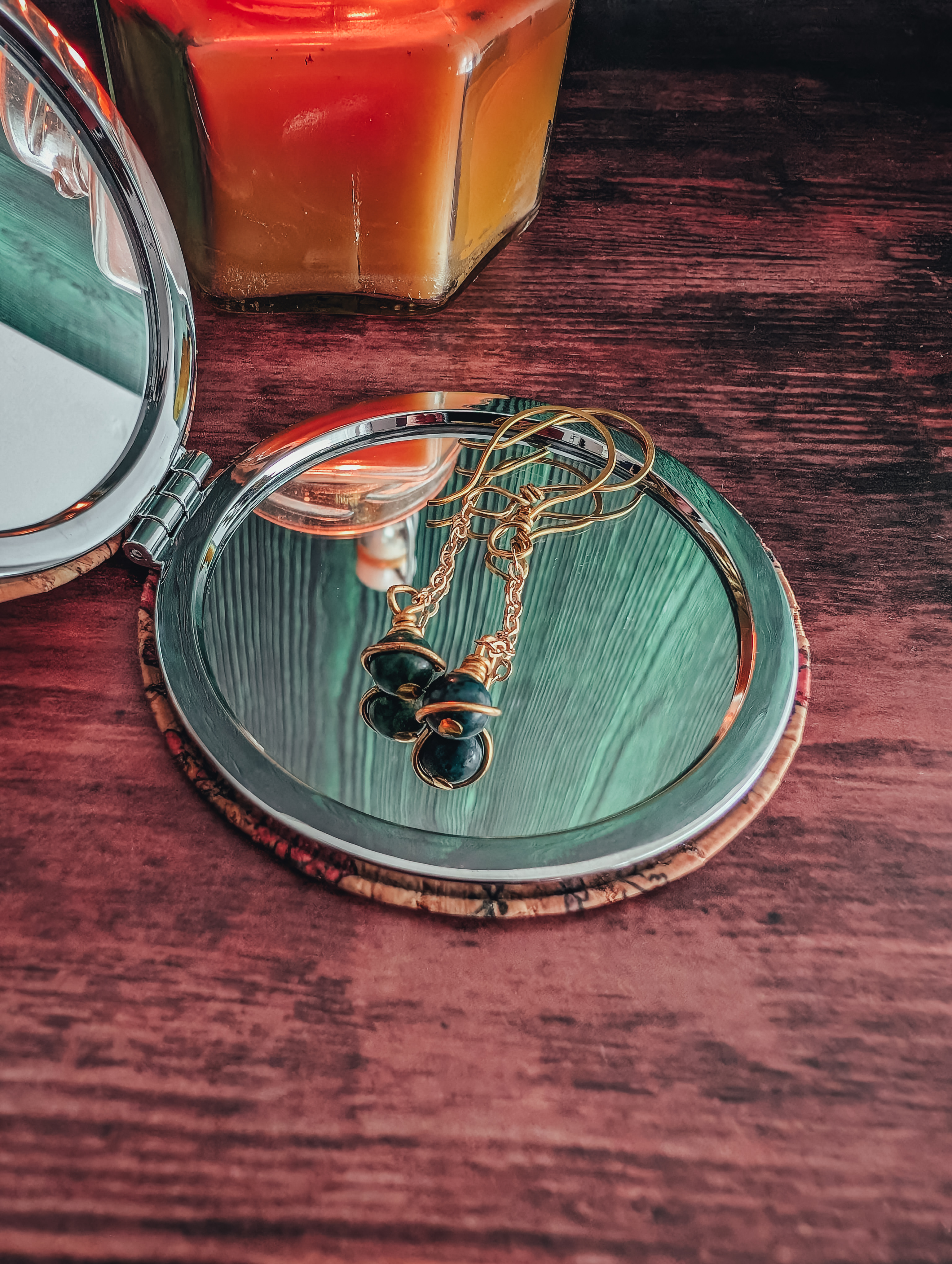 Boucles d'oreilles Petites Lanternes - Agate Mousse