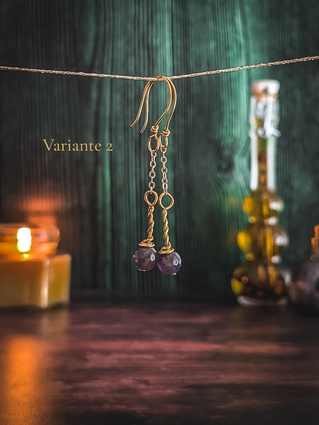 Boucles d'oreilles Petites Lanternes - Améthyste