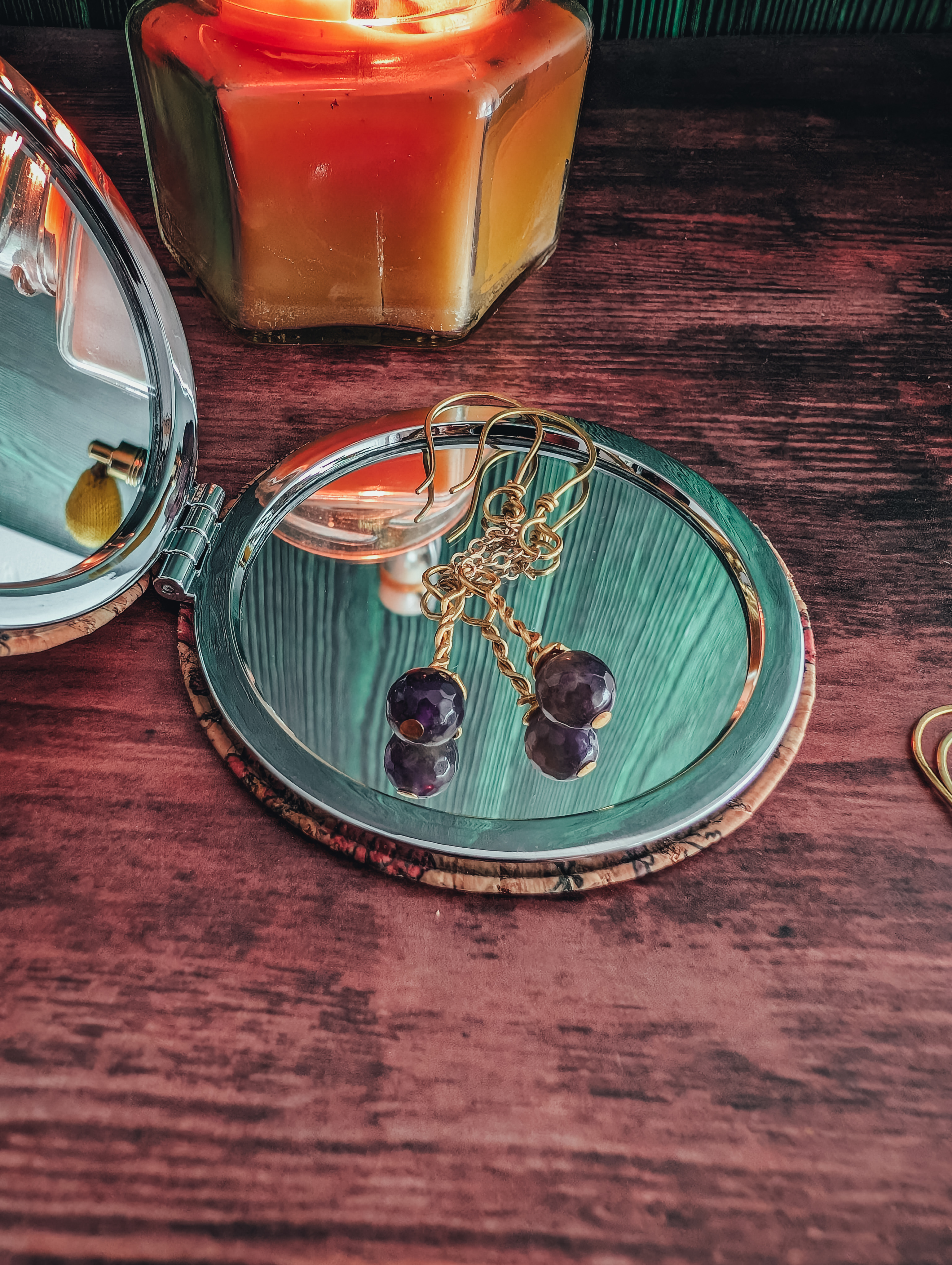 Boucles d'oreilles Petites Lanternes - Améthyste