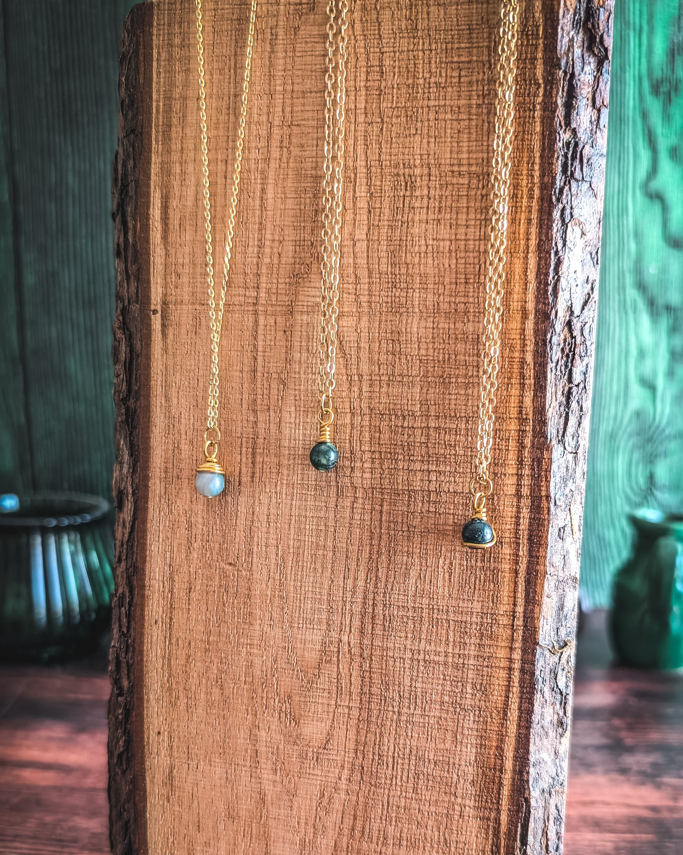 Collier Petites Lanternes - Agate Mousse