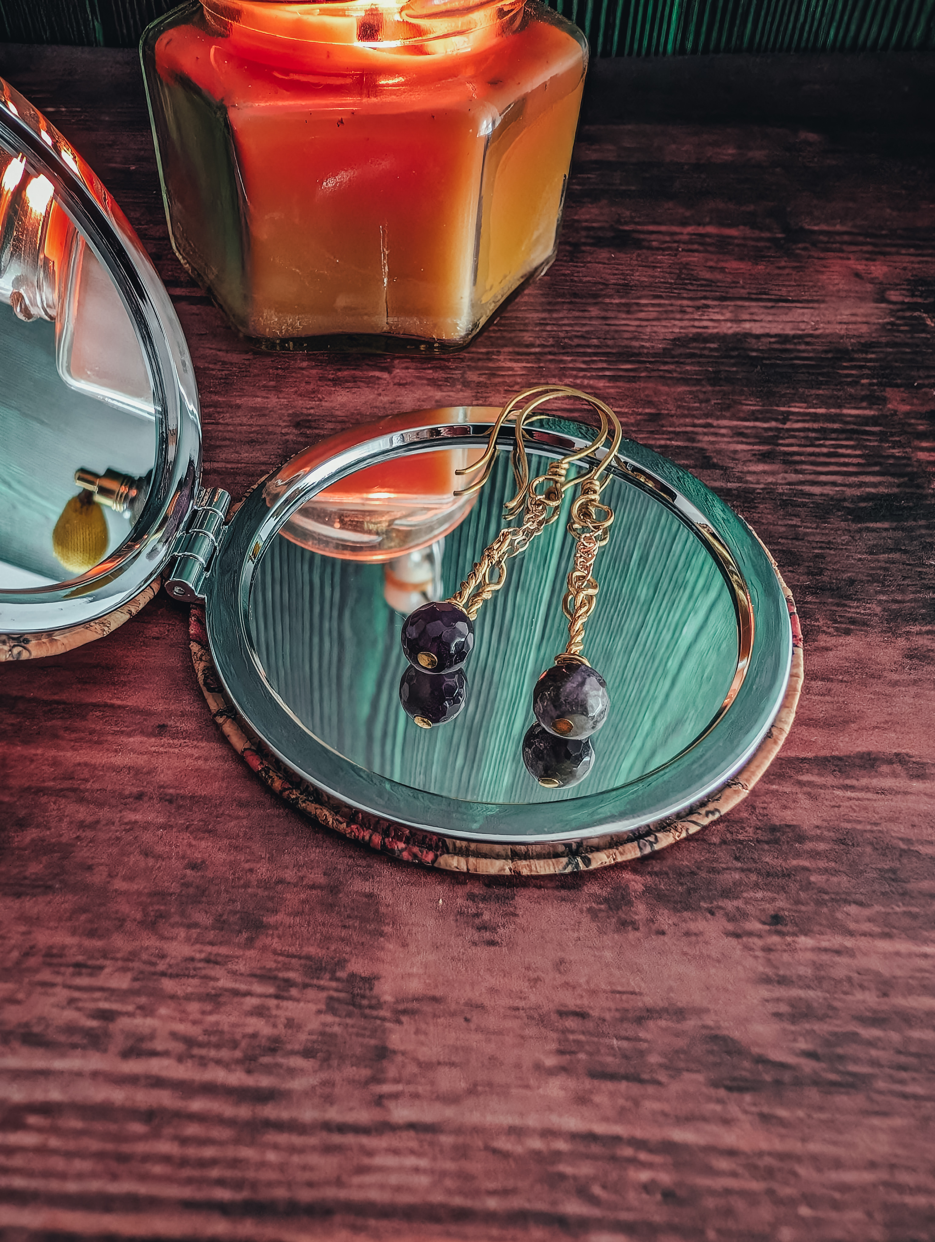 Boucles d'oreilles Petites Lanternes - Améthyste