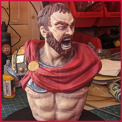 Hand-Painted Warrior Bust
