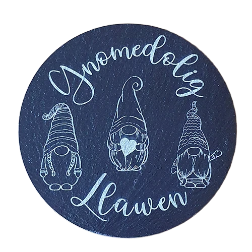 Nadolig Llawen Gnome Slate Coaster