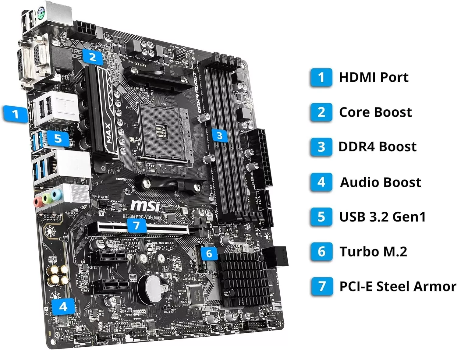 Motherboard MSI AMD B450M PRO-VDH Max 