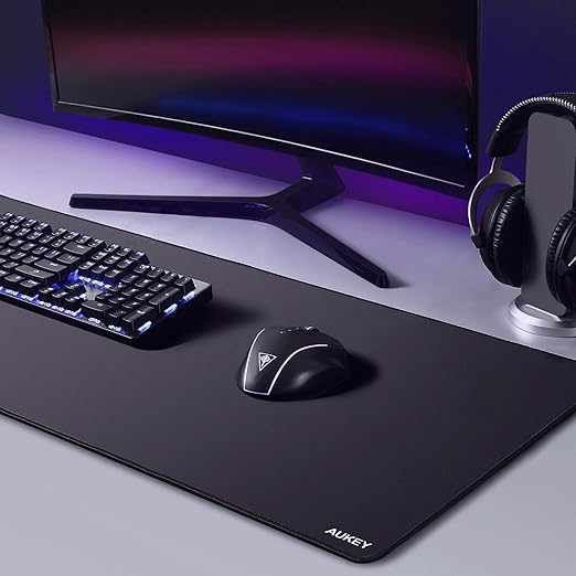 UKEY GAMING MOUSE PAD LARGE XXL (900*400*3MM) THICK EXTENDED MOUSE MAT Non- SLIP SPILL- Resistant Desk Pad With Special-Textured Surfaace ,Anti-Fray Stitched Edges For keyboard, PC--Black