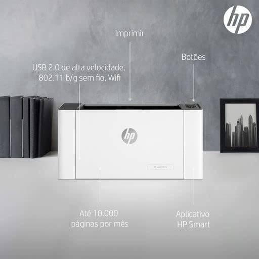  HP 107w Laser Printer, White - 4ZB78A