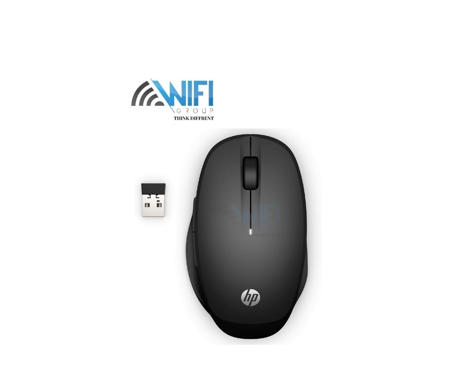 HP 300 Dual Mode Black Mouse, Switch Between Two PCs via Bluetooth or 2.4 GHz Wireless, Smart TV Connectivity, 1200 to 3600 Adjustable DPI (6CR71AA)