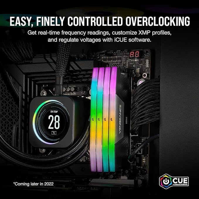 CORSAIR VENGEANCE RGB DDR5 RAM 32GB (2x16GB) 6400MHz CL32 Intel XMP iCUE Compatible Computer Memory - Black (CMH32GX5M2B6400C32