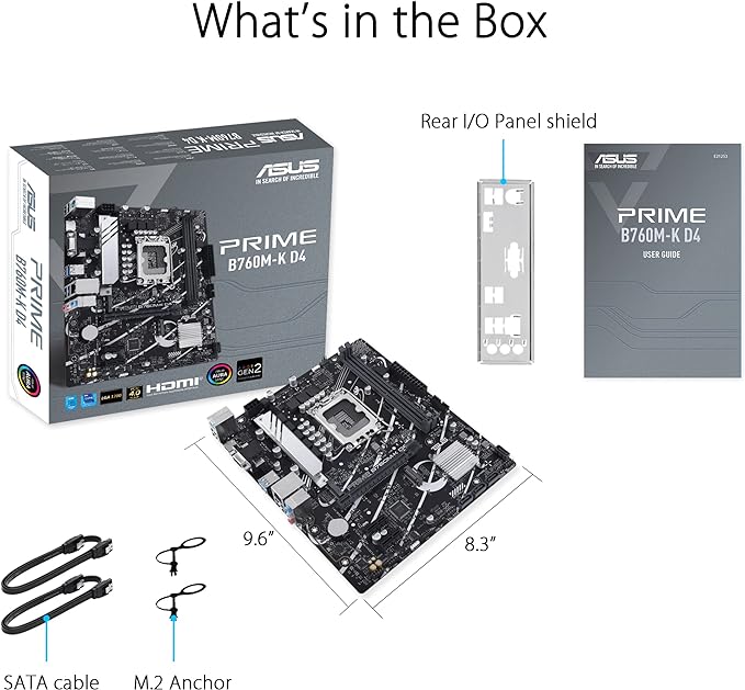  ASUS Prime B760M-K Intel B760 LGA 1700 mATX motherboard with PCIe 4.0, two PCIe 4.0 M.2 slots, DDR5