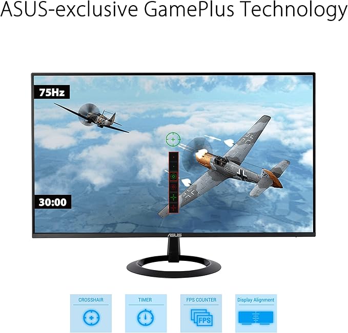 ASUS VZ24EHE Eye Care Monitor – 23.8 inch Full HD (1920 x 1080), IPS, 75Hz, 1MS Adaptive-Sync/FreeSync, HDMI, Low blue light, Flicker free, Ultra-slim