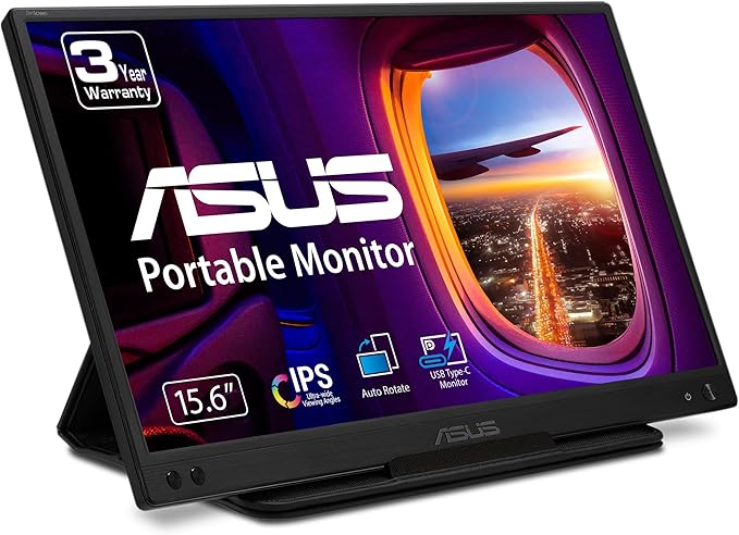 ASUS ZenScreen MB166C Portable USB Monitor- 15.6 inch, Full HD, IPS, USB Type-C, Flicker Free, Blue Light Filter, Anti-glare surface