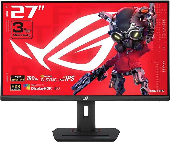 ROG Strix XG27ACS USB Type-C Gaming Monitor – 27-inch 2560x1440, 180Hz (Above 144Hz), 1ms (GTG), Fast IPS, Extreme Low Motion Blur Sync, USB Type-C, G-Sync compatible, DisplayWidget Center, tripod socket, HDR