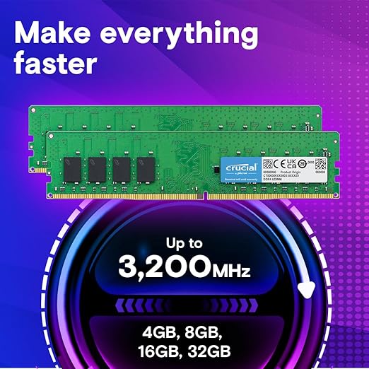 Crucial RAM 8GB , DDR4, 3200MHz, UDIMM